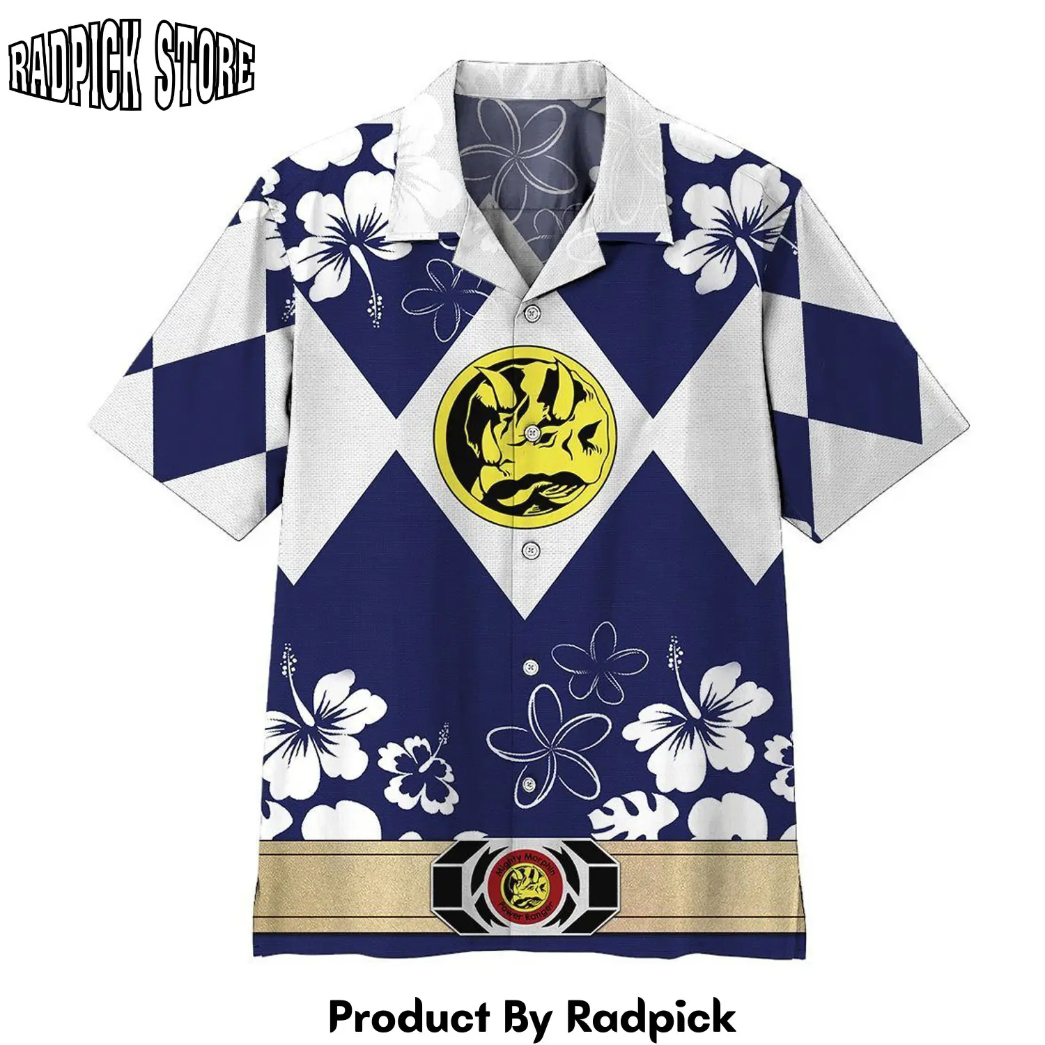 Radpick 3d mighty morphin power ranger blue hawaii shirt rp292549